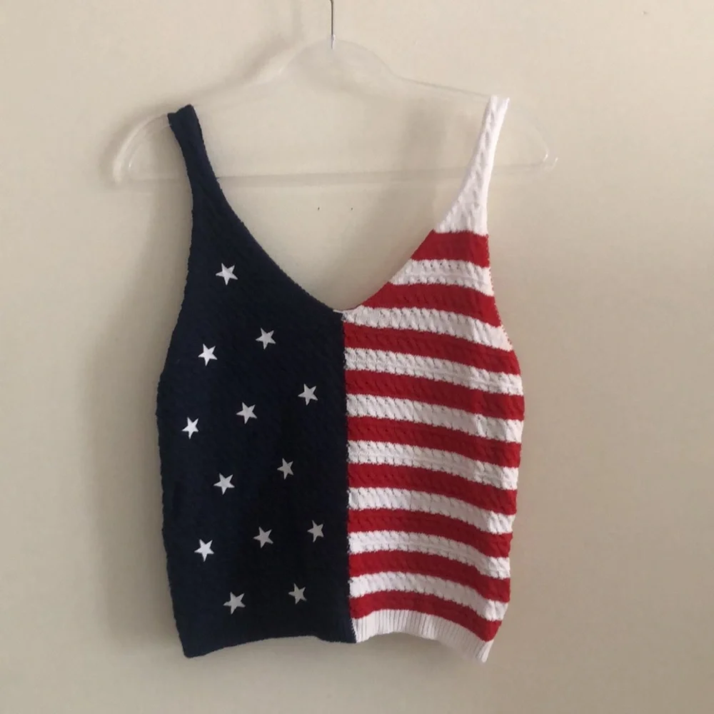 Patriotic American Flag Red, White, and Blue Star Tank Top - Picture 7 of 7